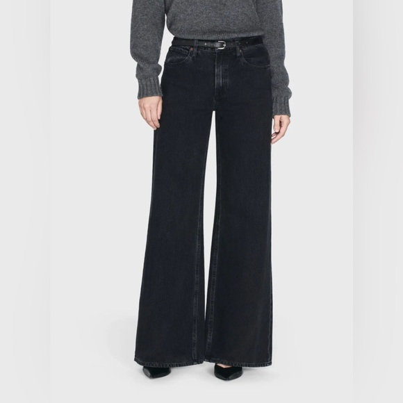 FRAME Denim Easy Wide Flare in Inkwell Black - Picture 7 of 16